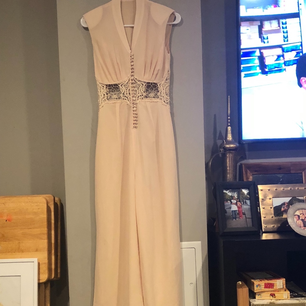 Jarlo Petite V Neck Lace Insert Jumpsuit
